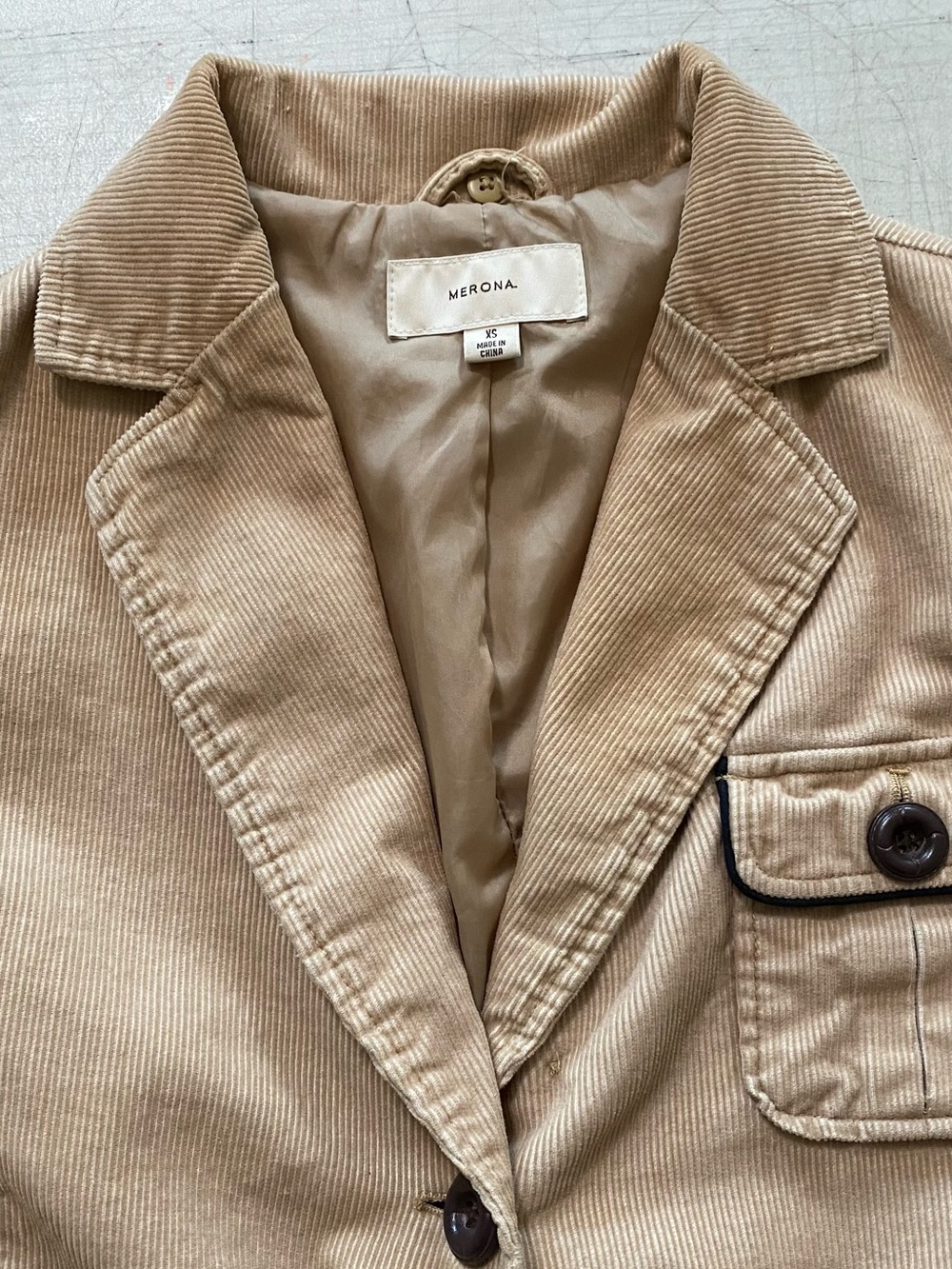 Merona Corduroy Blazer Jacket in Tan - Women's Casual Tailored Coat - Picture 4 of 12